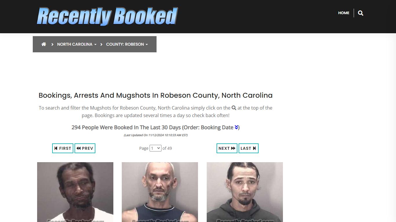 Bookings, Arrests and Mugshots in Robeson County, North Carolina