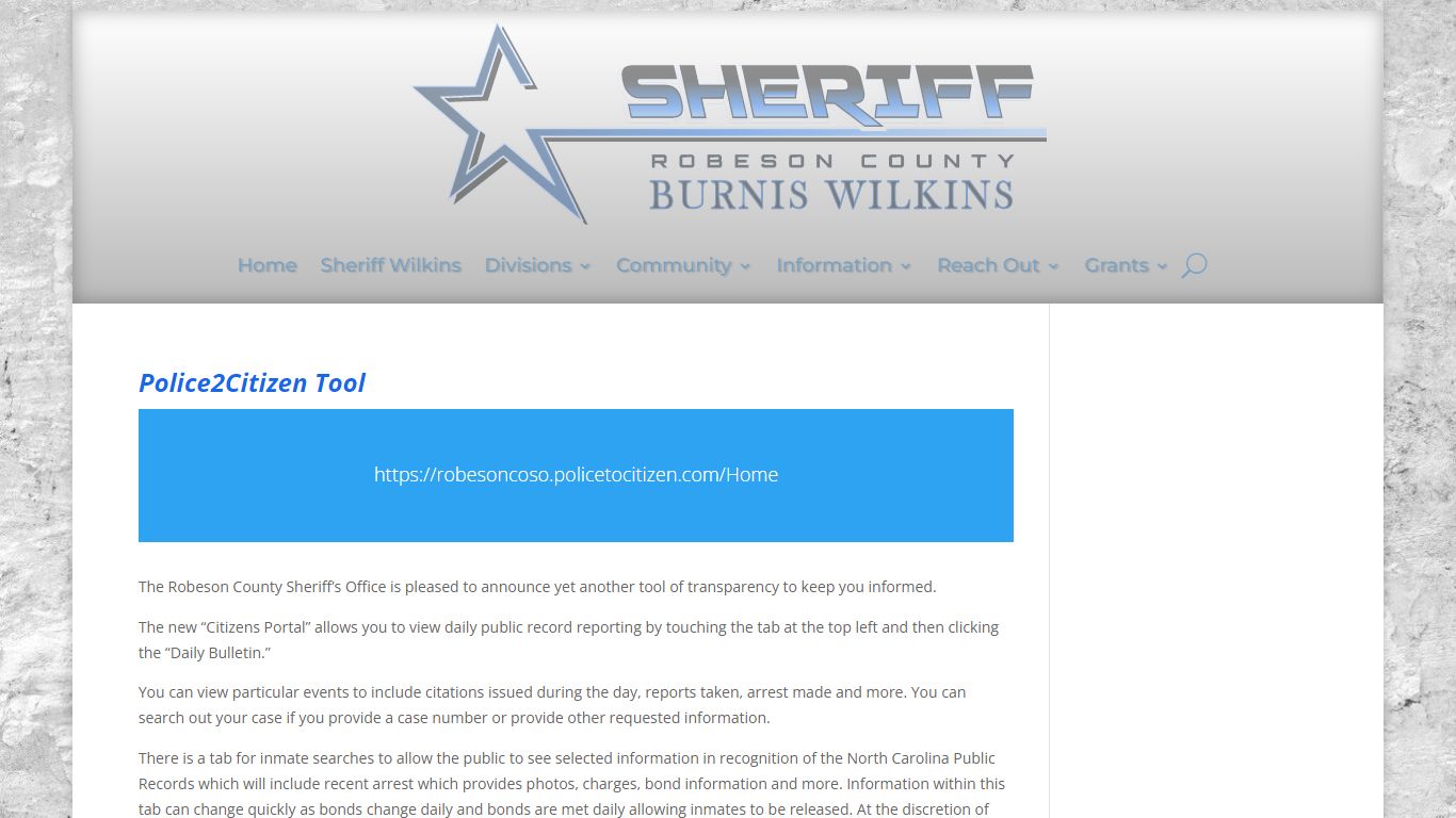 Police2Citizen Tool | Robeson County NC Sheriff's Office